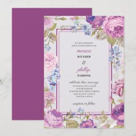 ロマンチックなミディアムバイオレットレッドキャベツ結婚バラ 招待状