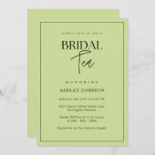 ロマンチックなミニマリストライムグリーンブライダル茶 招待状 (正面/裏面)