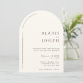 ロマンチックなミニマリスト暖かい白ブルゴーニュ結婚ズ 招待状 (スタンド正面)