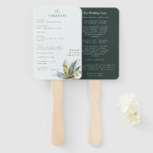 ロマンチックなミニマルつる植物ガーデングリーンブループログラム ハンドファン (正面&裏面)