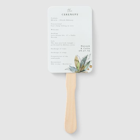 ロマンチックなミニマルつる植物ガーデングリーンブループログラム ハンドファン (正面)