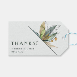 ロマンチックなミニマルつる植物ガーデングリーンブルー ギフトタグ