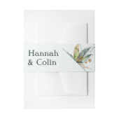 ロマンチックなミニマルつる植物ガーデングリーンブルー 招待状ベリーバンド (正面例)