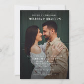 ロマンチックなミニマルなオーバーレイ文字2写真結婚の数 招待状 (正面)