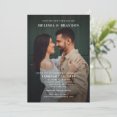 ロマンチックなミニマルなオーバーレイ文字2写真結婚の数 招待状 (スタンド正面)