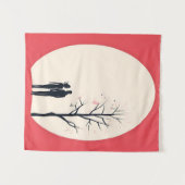 ロマンチックなミニマルなカップル・アート タペストリー (正面(横))