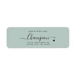ロマンチックなミニマルなスクリプトミントグリーン結婚ズ ラベル