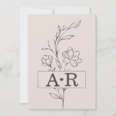 ロマンチックなミニマルフローラ結婚式招待状 招待状 (正面)