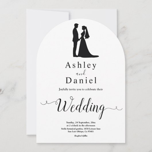 ロマンチックなミニマル主義の白黒のクラッシー結婚ズ 招待状 (正面)