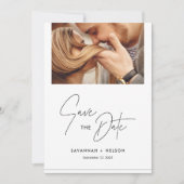 ロマンチックなミニマル写真日付を保存 招待状 (正面)