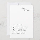 ロマンチックなミニマル写真結婚式の日付を保存 招待状 (裏面)