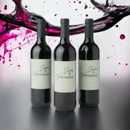 ロマンチックなミニマル結婚リストセージのワインラベル ワインラベル