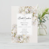 ロマンチックなミュート白&ピンクフローラブライダル昼食会 招待状 (スタンド正面)