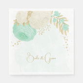 ロマンチックなミントグリーンと白の花金ゴールドナプキン スタンダードランチョンナプキン (正面)