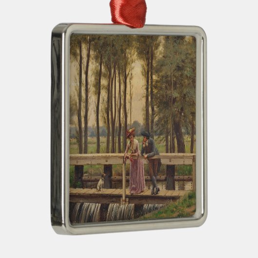 ロマンチックなミーティングプレイス(by Edmund Blair Leighton) メタルオーナメント (右)