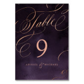 ロマンチックなムーディパープルバラ金ゴールドビンテージ結婚式 テーブルナンバー (裏面)