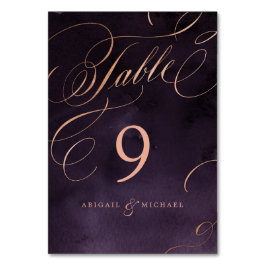 ロマンチックなムーディパープルバラ金ゴールドビンテージ結婚式 テーブルナンバー