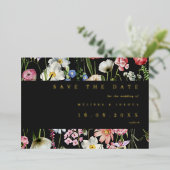 ロマンチックなムーディフローラ結婚式の日付金ゴールドを保存 箔招待状 (立ち正面)