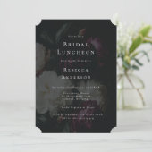 ロマンチックなムーディースブラックゴシック花模様ブライダルシャワー 招待状 (スタンド正面)