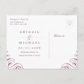 ロマンチックなムーディースプラム書の日付を保存 案内ポストカード (裏面)