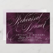 ロマンチックなムーディースプラム書道のリハーサルディナー 招待状 (正面/裏面)