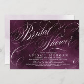 ロマンチックなムーディースプラム書道ブライダルシャワー 招待状 (正面/裏面)