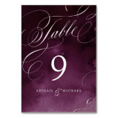 ロマンチックなムーディースプラム書道ヴィンテージ結婚式 テーブルナンバー (裏面)