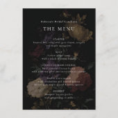 ロマンチックなムーディー暗い結婚花のブライダルシャワー メニュー (正面)