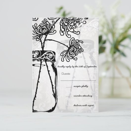 ロマンチックなメイソンジャールシャドーダマスクウェディング 出欠カード (スタンド正面)