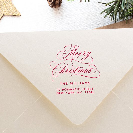 ロマンチックなメリークリスマススクリプト差出人住所 セルフインキングスタンプ