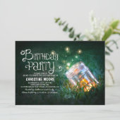 ロマンチックなメーソンジャーのホタルの誕生会の招待 招待状 (スタンド正面)