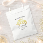 ロマンチックなモノグラムの金ゴールド結婚のコーヒー フェイバーバッグ (クリップ留めされた状態)