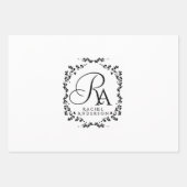 ロマンチックなモノグラムホワイト ラッピングペーパーシート (正面3)