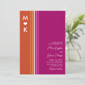 ロマンチックなモノグラムレズストライプア国旗結婚の数 招待状 (スタンド正面)