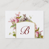 ロマンチックなモノグラム、シクラメンのピンクの緑の白 名刺 (裏面)