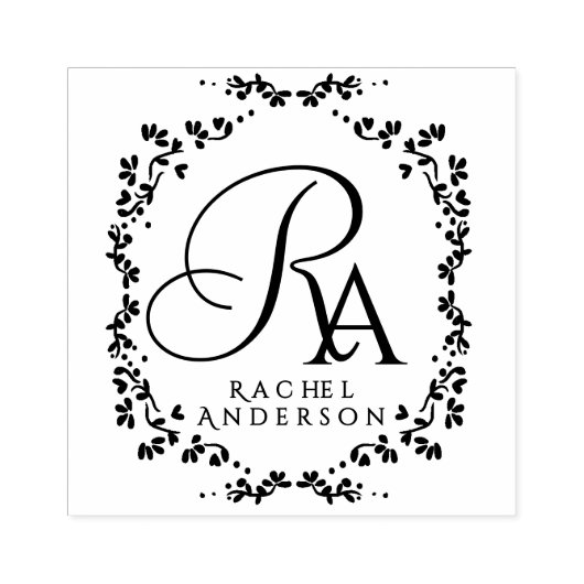 ロマンチックなモノグラム ラバースタンプ (インプリント)