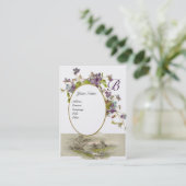 ロマンチックなモノグラム、VIOLETS紫の緑の白い真珠 名刺 (スタンド正面)