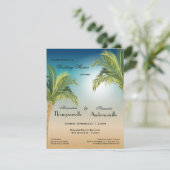 ロマンチックなヤシの木がビーチに佇む夕焼け 招待状 (スタンド正面)