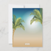 ロマンチックなヤシの木がビーチに佇む夕焼け 招待状 (裏面)