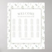 ロマンチックなユーカリ庭園の結婚式シーティングチャート ポスター (正面)