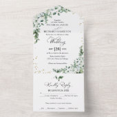 ロマンチックなユーカリ結婚ーの緑 オールインワン招待状 (内側)