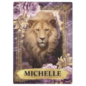 ロマンチックなライオンとパープルのバラファンタジー クリップボード (裏面)