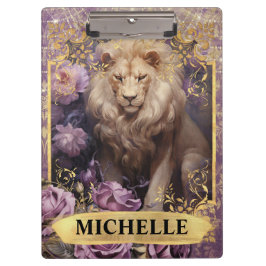ロマンチックなライオンとパープルのバラファンタジー クリップボード