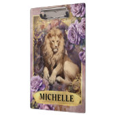ロマンチックなライオンとパープルのバラファンタジー クリップボード (左)