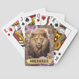 ロマンチックなライオンとパープルのバラファンタジー トランプ