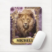 ロマンチックなライオンとパープルのバラファンタジー マウスパッド (マウス)