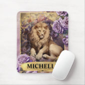 ロマンチックなライオンとパープルのバラファンタジー マウスパッド (マウス)