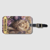 ロマンチックなライオンとパープルのバラファンタジー ラゲッジタグ (正面横)