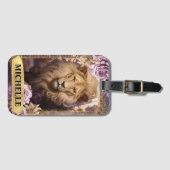 ロマンチックなライオンとパープルのバラファンタジー ラゲッジタグ (正面横)