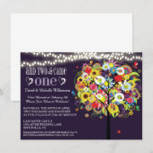 ロマンチックなライトお洒落な木のポストの結婚式の招待 招待状 (正面/裏面)
